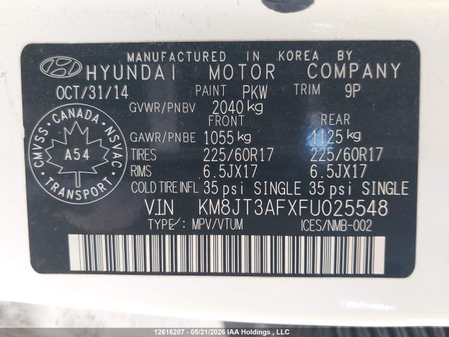 KM8JT3AFXFU025548 Hyundai Tucson Gl