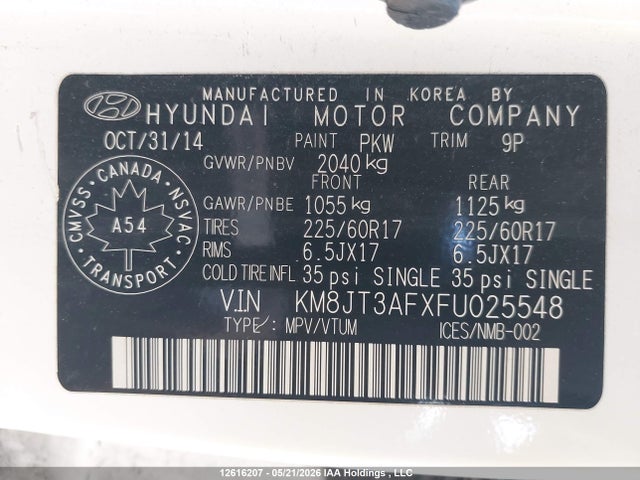 KM8JT3AFXFU025548 Hyundai Tucson Gl