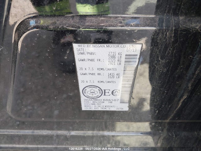 Продажа на аукционе авто 2014 Nissan Pathfinder Platinum/s/sl/sv, vin: 5N1AR2MMXEC606507, номер лота: 12616228