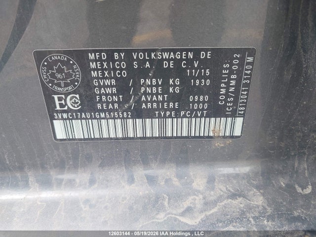3VWC17AU1GM515582 Volkswagen Golf Sportwagon 1.8 Tsi Comfortline/1.8 Tsi Highline/1.8 Tsi Trendline