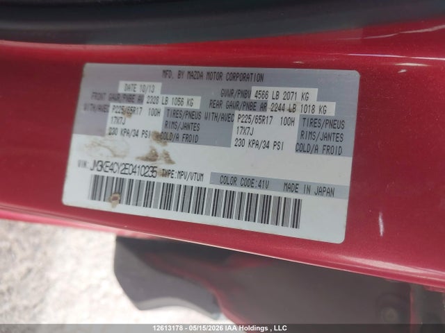 12613178 :رقم المزاد ، JM3KE4CY2E0410235 vin ، 2014 Mazda Cx-5 Gs مزاد بيع