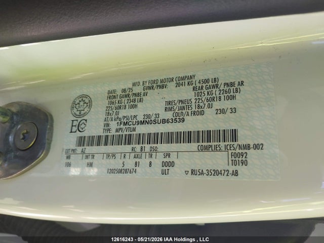 Ford Escape St Line 2025 1FMCU9MN0SUB63539 Image 9