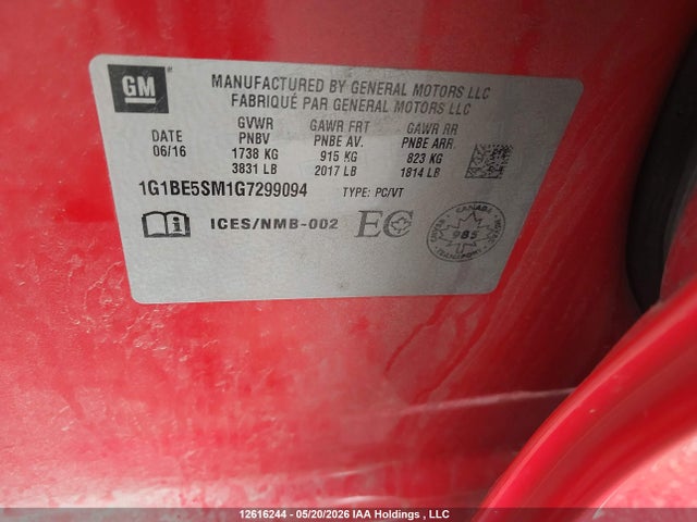 1G1BE5SM1G7299094 Chevrolet Cruze