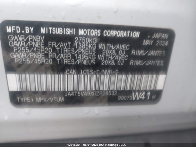 Продажа на аукционе авто 2024 Mitsubishi Outlander Se/ralliart, vin: JA4T5VA9XRZ628532, номер лота: 12616251