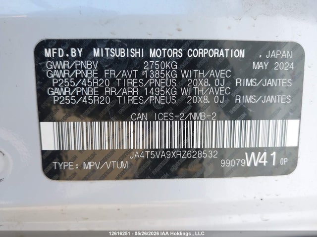 Продажа на аукционе авто 2024 Mitsubishi Outlander Se/ralliart, vin: JA4T5VA9XRZ628532, номер лота: 12616251