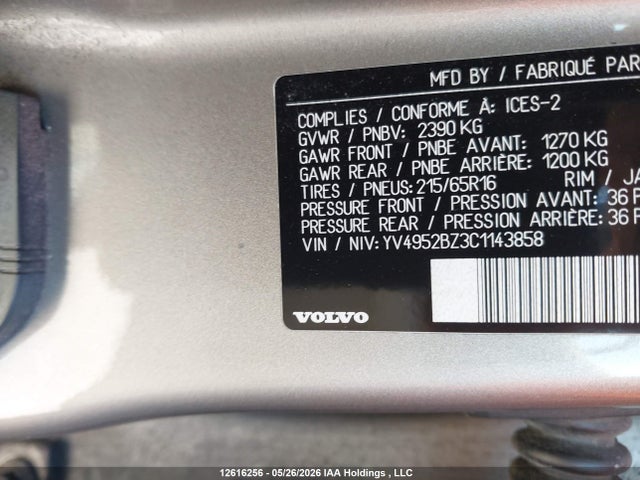 Aukcja sprzedaży 2012 Volvo Xc70 3.2/3.2 Platinum/3.2 Premier/3.2 Premier Plus, vin: YV4952BZ3C1143858, numer aukcji: 12616256