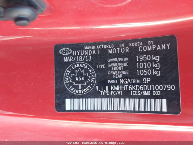 2013 Hyundai Genesis 2.0t Premium მანქანა იყიდება აუქციონზე, vin: KMHHT6KD6DU100790, აუქციონის ნომერი: 12616267