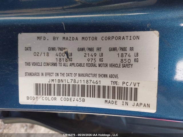 JM1BN1L78J1187461 Mazda Mazda3 50th Anniversary Edition/gs