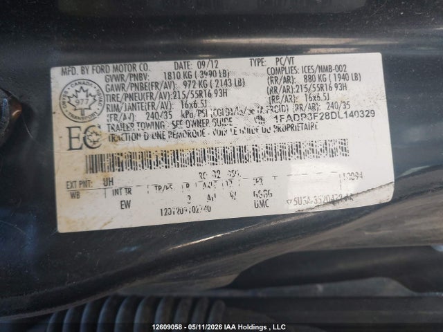 Продажа на аукционе авто 2013 Ford Focus Se, vin: 1FADP3F28DL140329, номер лота: 12609058