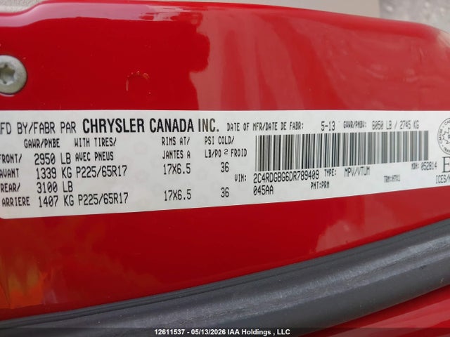 Продажа на аукционе авто 2013 Dodge Grand Caravan Se/sxt, vin: 2C4RDGBG6DR789409, номер лота: 12611537