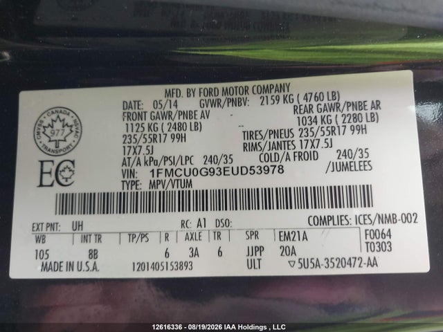 Ford Escape 2014 1FMCU0G93EUD53978 Image 9