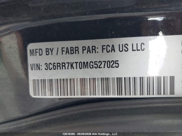 2021 Dodge Ram 1500 მანქანა იყიდება აუქციონზე, vin: 3C6RR7KT0MG527025, აუქციონის ნომერი: 12616355