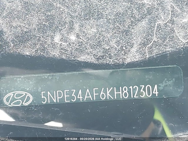 12616384 :رقم المزاد ، 5NPE34AF6KH812304 vin ، 2019 Hyundai Sonata Limited/sel/sport مزاد بيع