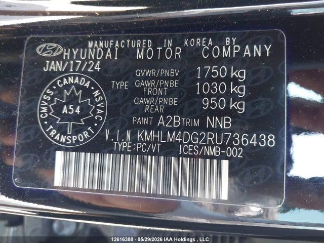 Продажа на аукционе авто 2024 Hyundai Elantra Preferred W/tech Package, vin: KMHLM4DG2RU736438, номер лота: 12616388