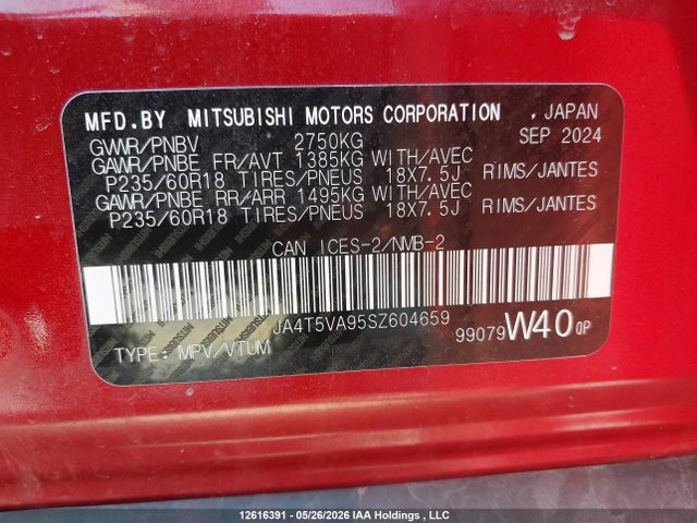 Продаж на аукціоні авто 2025 Mitsubishi Outlander Phev Le S-awc/se S-awc/sel S-awc, vin: JA4T5VA95SZ604659, номер лоту: 12616391