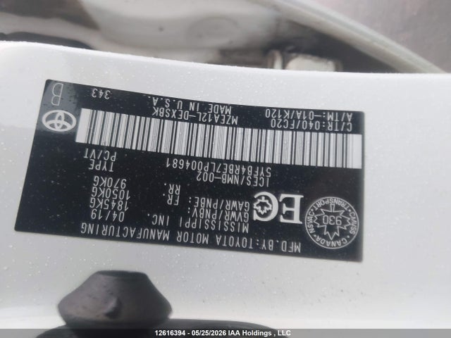 2020 Toyota Corolla Se/xse მანქანა იყიდება აუქციონზე, vin: 5YFB4RBE7LP004681, აუქციონის ნომერი: 12616394