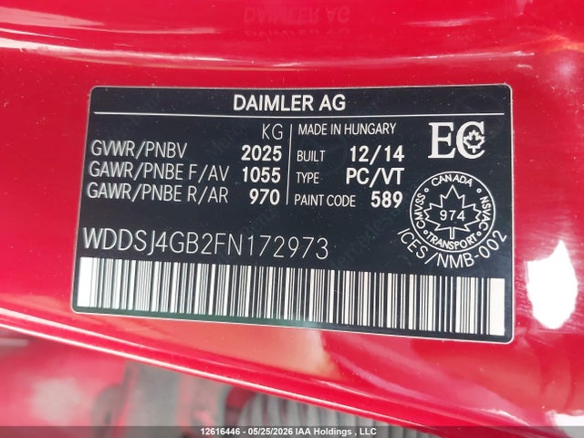 Продажа на аукционе авто 2015 Mercedes-benz Cla 250 4matic, vin: WDDSJ4GB2FN172973, номер лота: 12616446