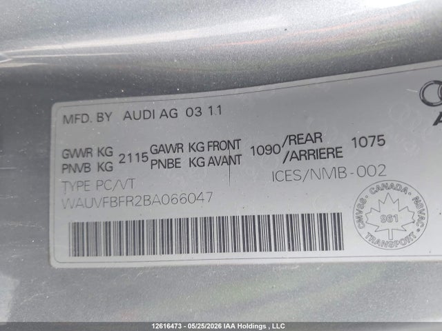 2011 Audi A5 2.0t Premium Plus მანქანა იყიდება აუქციონზე, vin: WAUVFBFR2BA066047, აუქციონის ნომერი: 12616473