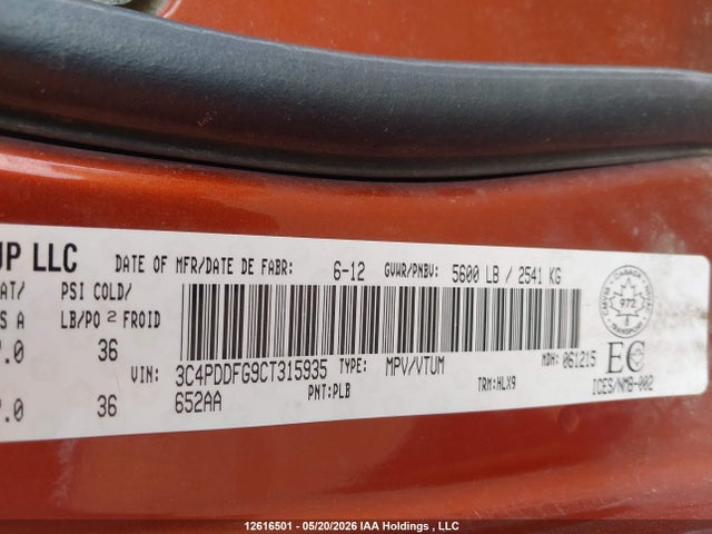 Продаж на аукціоні авто 2012 Dodge Journey R/t, vin: 3C4PDDFG9CT315935, номер лоту: 12616501