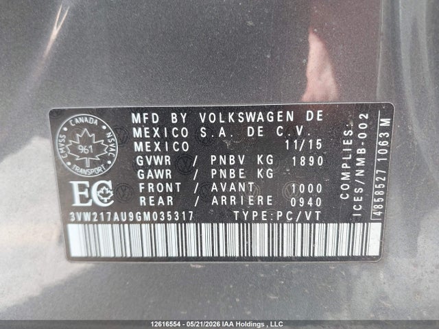 3VW217AU9GM035317 Volkswagen Golf