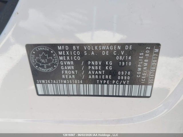 3VW2K7AJ7FM351834 Volkswagen Jetta 2.0l Trendline/2.0l Trendline+