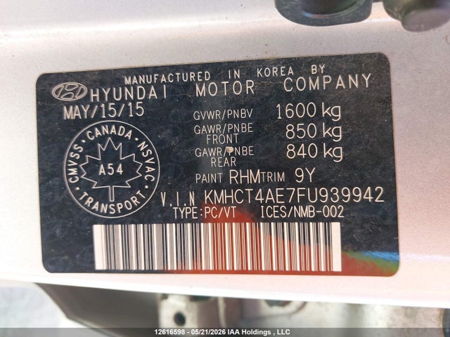 Продажа на аукционе авто 2015 Hyundai Accent Gls, vin: KMHCT4AE7FU939942, номер лота: 12616598