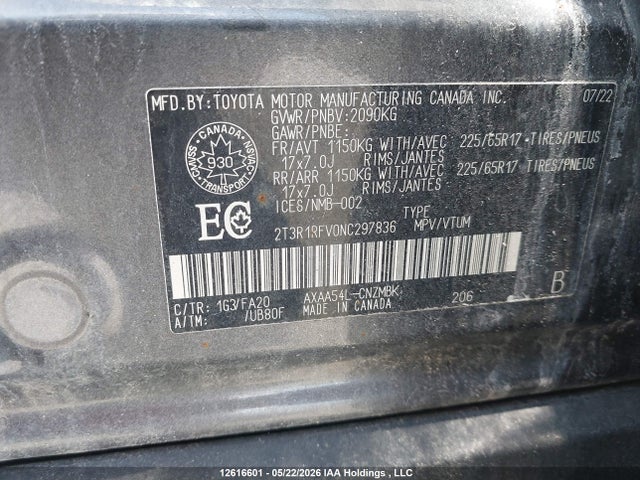 2T3R1RFV0NC297836 Toyota Rav4 Xle