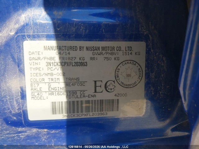 Aukcja sprzedaży 2015 Nissan Micra, vin: 3N1CK3CPXFL203963, numer aukcji: 12616614