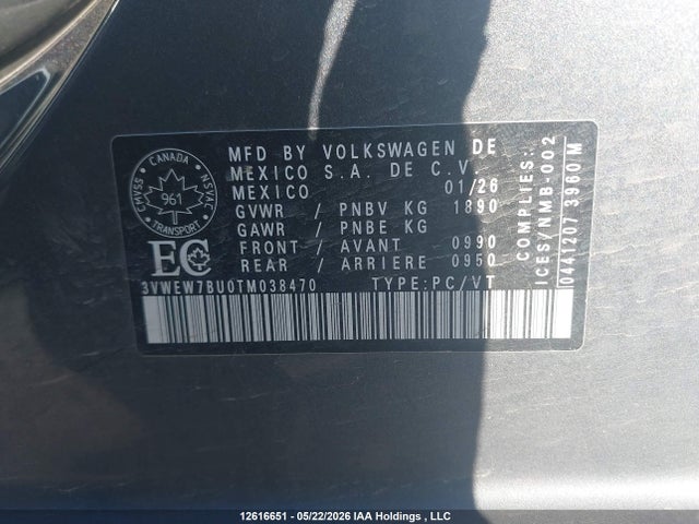 3VWEW7BU0TM038470 Volkswagen Jetta Comfortline