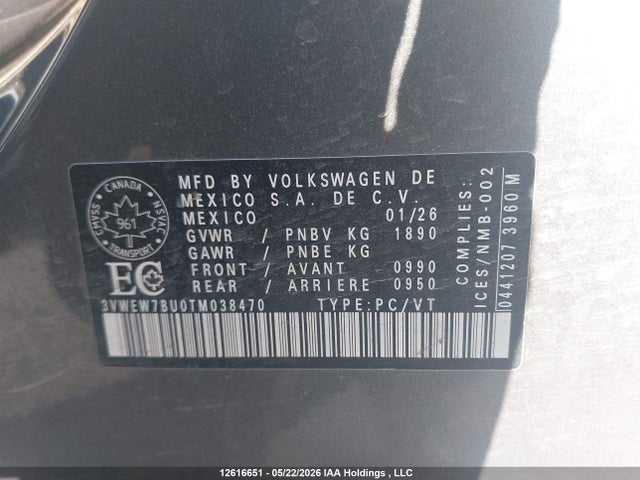 3VWEW7BU0TM038470 Volkswagen Jetta Comfortline