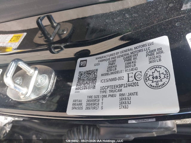 2023 Chevrolet Colorado Trail Boss მანქანა იყიდება აუქციონზე, vin: 1GCPTEEK9P1244201, აუქციონის ნომერი: 12616652