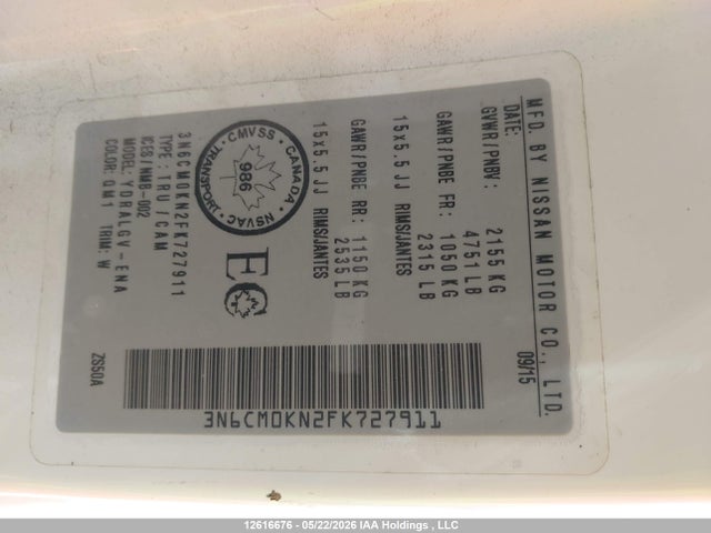 3N6CM0KN2FK727911 Nissan Nv200 2.5s/2.5sv