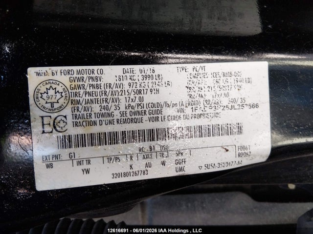 1FADP3H25JL253566 Ford FOCUS SEL