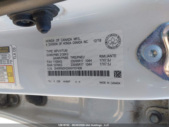 2HKRW2H2XKH107408 Honda CR-V LX