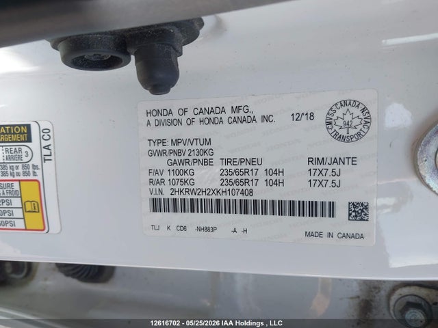2HKRW2H2XKH107408 Honda CR-V LX