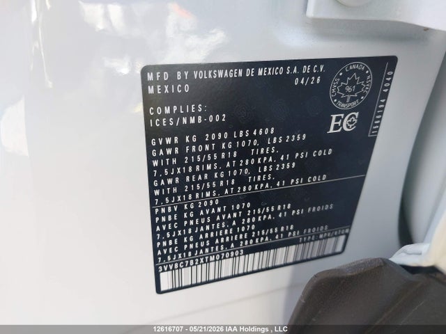 Продажа на аукционе авто 2026 Volkswagen Taos S, vin: 3VV8C7B2XTM070903, номер лота: 12616707