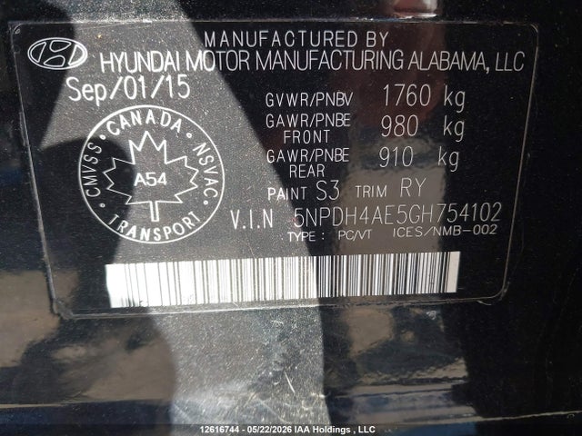 Продажа на аукционе авто 2016 Hyundai Elantra Se/sport/limited, vin: 5NPDH4AE5GH754102, номер лота: 12616744