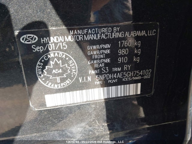 Продажа на аукционе авто 2016 Hyundai Elantra Se/sport/limited, vin: 5NPDH4AE5GH754102, номер лота: 12616744