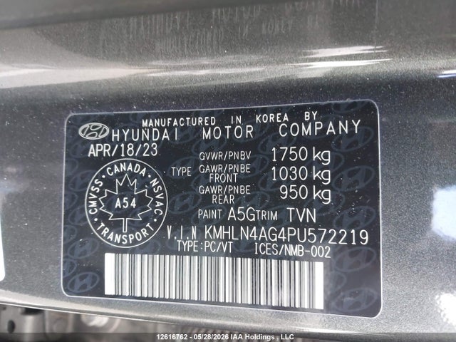 12616762 :رقم المزاد ، KMHLN4AG4PU572219 vin ، 2023 Hyundai Elantra Luxury Ivt With Two-tone Interior مزاد بيع