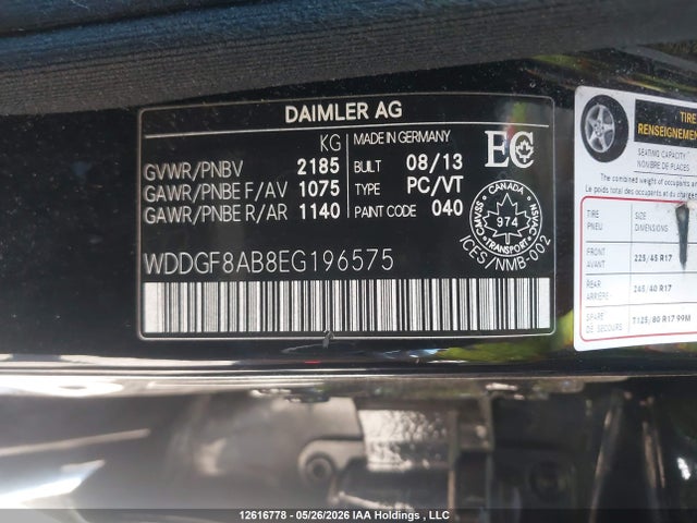 12616778 :رقم المزاد ، WDDGF8AB8EG196575 vin ، 2014 Mercedes-benz C-class مزاد بيع