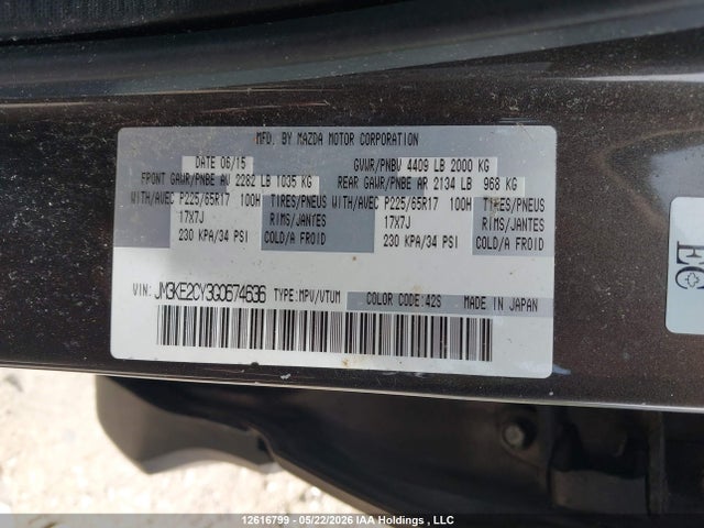 JM3KE2CY3G0674636 Mazda Cx-5 Touring