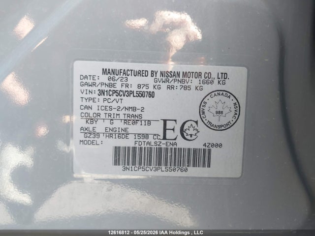 Продаж на аукціоні авто 2023 Nissan Kicks, vin: 3N1CP5CV3PL550760, номер лоту: 12616812