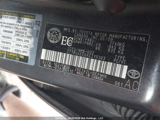 2010 Toyota Corolla S/le/xle მანქანა იყიდება აუქციონზე, vin: 2T1BU4EE6AC215303, აუქციონის ნომერი: 12616818