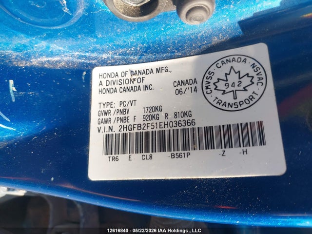 Продажа на аукционе авто 2014 Honda Civic Sedan, vin: 2HGFB2F51EH036366, номер лота: 12616840