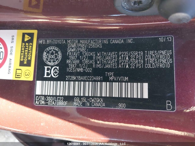 Auction sale of the 2014 Lexus Rx 350/base/f Sport, vin: 2T2BK1BAXEC234881, lot number: 12616841