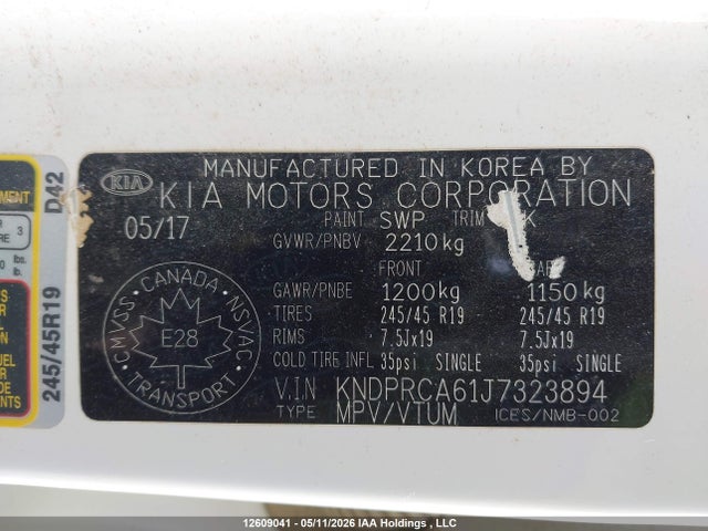 12609041 :رقم المزاد ، KNDPRCA61J7323894 vin ، 2018 Kia Sportage Sx Turbo مزاد بيع