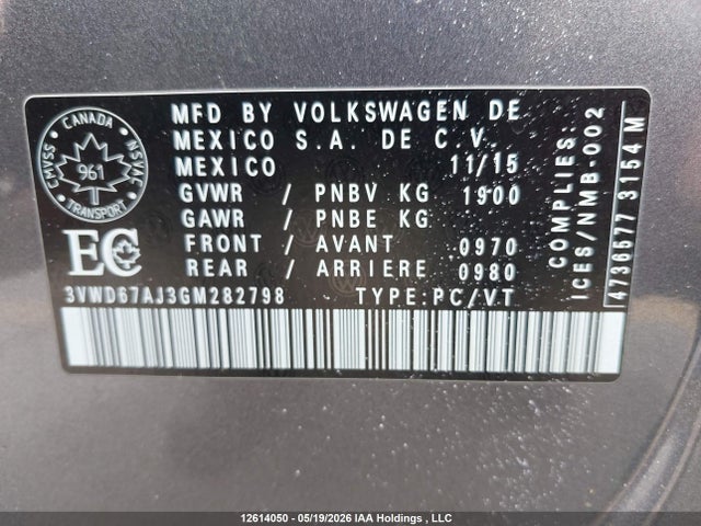 3VWD67AJ3GM282798 Volkswagen Jetta 1.4 Tsi Comfortline