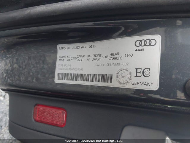 2017 Audi A4 2.0t Komfort მანქანა იყიდება აუქციონზე, vin: WAUANAF49HN020765, აუქციონის ნომერი: 12616857