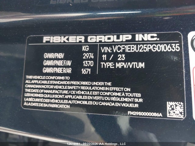 Fisker Ocean Extreme 2023 VCF1EBU25PG010635 Image 9
