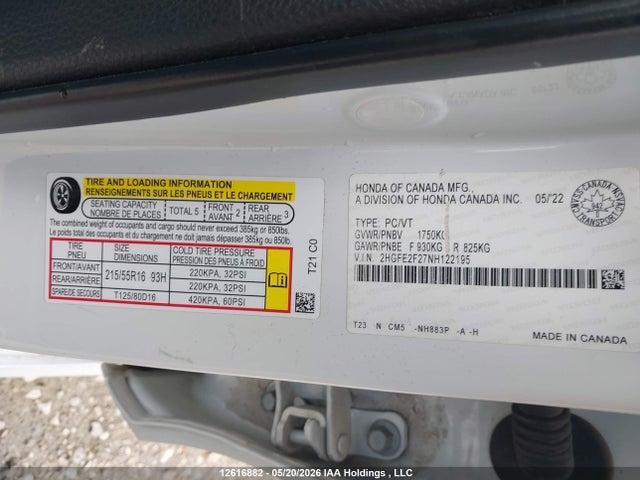 Honda Civic Lx 2022 2HGFE2F27NH122195 Image 18